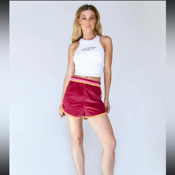 NWT PRINCESS POLLY- SIZE 4 VELOUR TRACK SHORT PINK - Picture 2 of 4